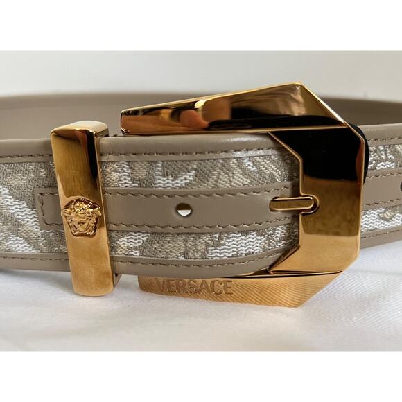 138. Versace Medusa Heritage Barocco Jacquard Logo Buckle Leather Belt main image 5